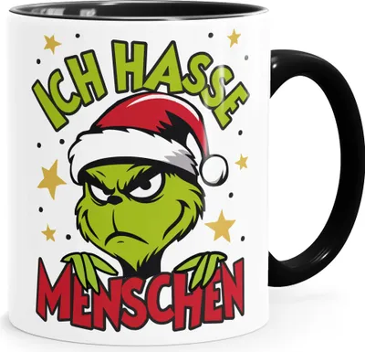 Produktbild von Tasse Weihnachten Grinch Spruch Lustig keine Menschen Wichtel Geschenkidee Weihnachtsmuffel MoonWorks®