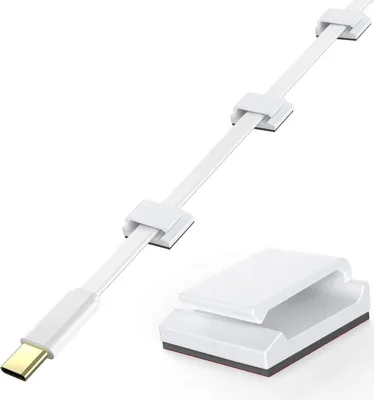 Produktbild von AGPTEK 100 Stück Kabelclips, selbstklebend, verstellbar, Premium‑Acrylkabel, zur Aufbewahrung von elektrischen Drähten, Kabelbinder, für Organizer Büro/PC/Ladegerät/Lampe/Led Strip/Auto/Haus, Weiß, für Kabel‑Ordnung im Haus, Büro und Auto