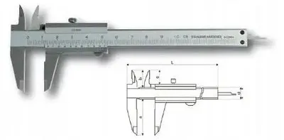 Obrázok produktu pre GIMEX posuvné meradlo Nonius, 100 mm, s skrutkou podľa normy DIN 862, analógové