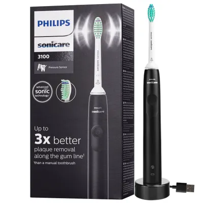 Zdjęcie produktu dla Philips 3100 series HX3671/14 Szczoteczka soniczna, Dorosły, Soniczna szczoteczka do zębów, Codzienna pielęgnacja, Czarny, Bateria, Wbudowana bateria