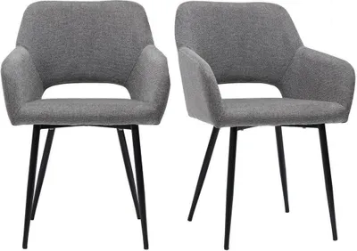 Produktbild von Miliboo - Stühle aus grauem Stoff mit Samteffekt (2er-Set) LAURETTE