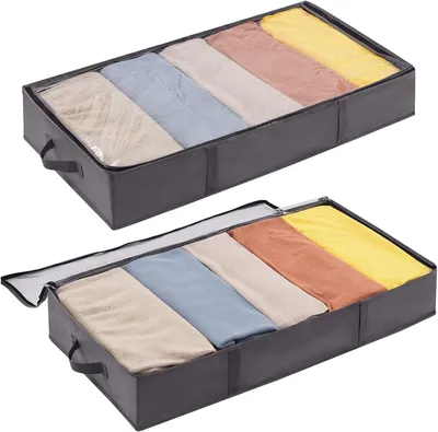 Image de Sac de rangement à placer sous le lit, avec poignées, lot de 2