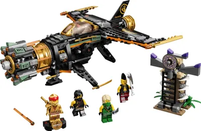 Produktbild von LEGO 71736 NINJAGO Coles Felsenbrecher Flugzeugspielzeug mit Gefängnis und Figur des Goldenen Ninja Kai