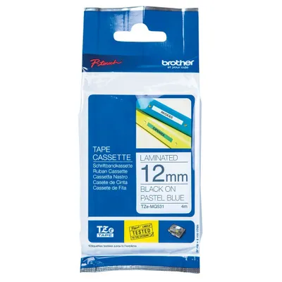 Produktbild von Brother TZe-MQ531 - Schwarz auf Pastellblau - Rolle (1,2 cm x 8 m) 1 Kassette(n) laminiertes Band - für Brother PT-D210, D600, H110, P750, P950, P-Touch PT-D610, P-Touch Cube PT-P300