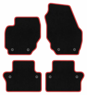 Image de Tapis de sol en moquette pour Volvo XC70 III 2007-2016 (break) – jeu 4 pièces, noir/rouge, sur mesure – Wielganizator CARLUX