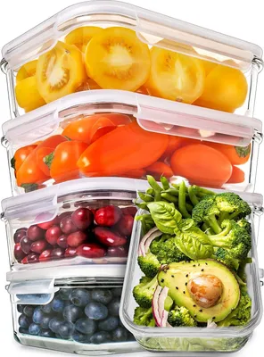 Produktbild von Luftdichte Glas Lebensmittelbehälter - BPA-frei - 5 Stück