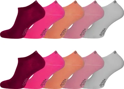 Produktbild von OCERA 10 Paar Sneaker Socken Uni für Damen & Herren in verschiedenen Farben - Rot-Mix 35/38