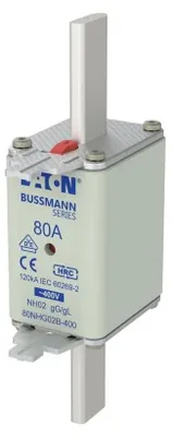 Produktbild von Eaton NH-Sicherung NH02, 80A, 400V AC, gL/gG, 120kA, Kombinationskennmelder, Messerkontakte, 1 Stk.