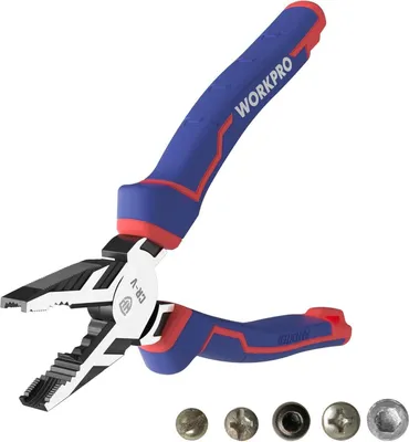 Image de WORKPRO Pince combinée Pince multifonctions 200mm Extracteur de vis Pince avec coupe-câble