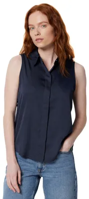 Produktbild von A. Essentials Damen Ärmellose Bluse mit Knopfleiste, Normale Passform, Marinebla