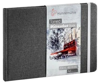 Zdjęcie produktu dla Blok akwarelowy Hahnemühle Toned – papier akwarelowy – 200 g/m² – kolor szary – format A6 (poziomy) – 30 arkuszy / 60 stron