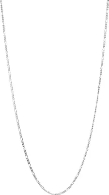 A silver chain necklace is displayed against a white background.