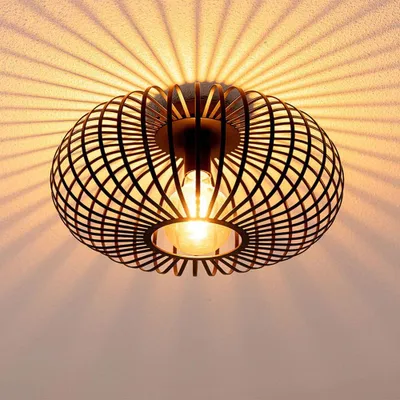 Image de HOFTRONIC - Plafonnier LED Dimmable Douille E27 Noir 400 mm IP20