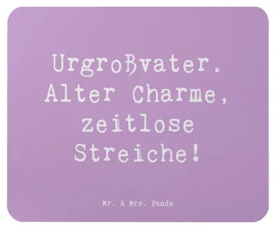 Produktbild von Mr. & Mrs. Panda Mouse Pad Spruch Urgroßvater Charme - Lavendeltraum - Geschenk, Mauspad, Mousepad, mousematte, pc, Erbe, Humor, einzigartige Designs, Dankeschön, Ahnen