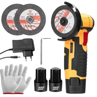 Immagine prodotto di Mini smerigliatrice angolare, motore ad alta velocità, design compatto, 2 batterie