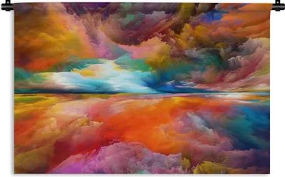 Produktbild von MuchoWow® Wandteppich Wandbehang Gemälde - Ölgemälde - Abstrakt - Wolken 60x40 cm Tapisserie Dekoration Wandtuch - Wanddekorationen