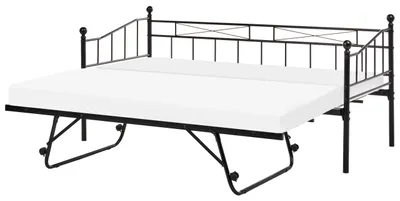 Zdjęcie produktu dla BELIANI Łóżko dziecięce wysuwane ze stelażem czarne metalowe 80 x 200 cm styl tradycyjny
