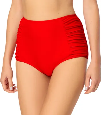 Produktbild von Bellivalini Damen High Waist Bikinihose Bauch Weg Effekt Badehose BLV50-284 (Rot, L)