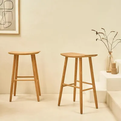 Produktbild von Barhocker aus massivem Teakholz, 2er-Set