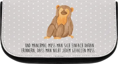 Produktbild von Mr. & Mrs. Panda kosmetiktäschchen Affe - Grau Pastell - Geschenk, Motivation, Make-up Täschchen, Kulturbeutel, Affen, Selfcare, kosmetik organizer, Afrika, Liebe