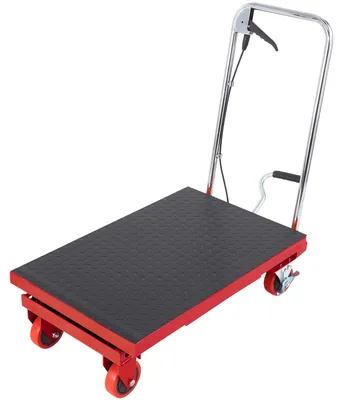 Produktbild von Scherenhubtisch hydraulisch 230 kg Tragfähigkeit Hubtischwagen 220–720 mm Hubbereich Hubtisch Werkstatt 700 x 450 mm Plattform Scherenhubwagen Einzelschere Rot Fabriken Lagerhäuser Supermärk