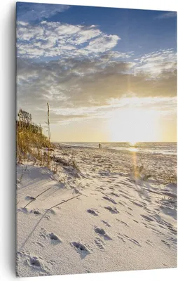 Produktbild von Bild auf Leinwand - Leinwandbild - Einteilig - Sand Gras Meer - 80x120cm - Wand Bild - Wanddeko - Wandbilder - Leinwanddruck - Kunstdruck - Wanddekoration - Leinwand bilder - Wandbild - PA80x120-4781
