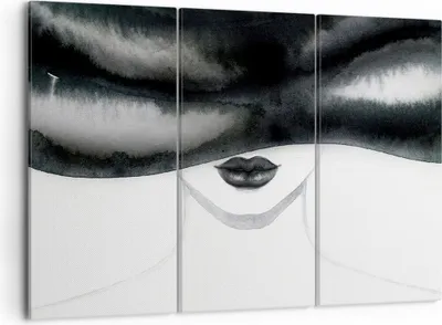 Produktbild von Bild auf Leinwand - Leinwandbild - 3 Teile - Frau Hut Schwarzweiß - 105x70cm - Wand Bild - Wanddeko - Wandbilder - Leinwanddruck - Bilder - Wanddekoration - Leinwand bilder - Wandbild - CE105x70-4301