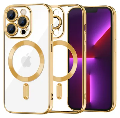Produktbild von Techsuit Luxury Crystal Back Cover Hülle mit MagSafe für Apple iPhone 13 Pro - Gold