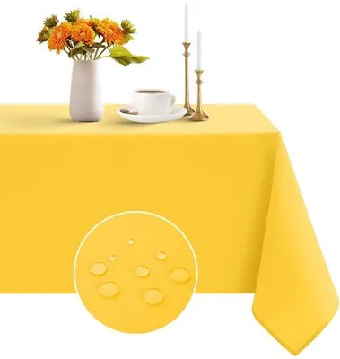 Immagine prodotto di Set di tovaglie rettangolari idrorepellenti 100x140 cm, giallo, per esterni, lavabili, per decorazioni da festa in giardino