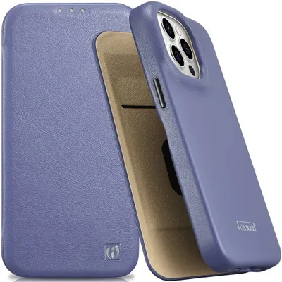 Produktbild von Icarer Ce Premium Leder Folio Etui Iphone 14 Pro Mit Klappe Magnetisch Magsafe Hell Lila (Wmi14220714-Lp)