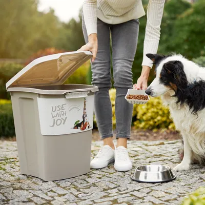 Produktbild von Rotho Tierfutterbehälter 38L Archie - Futtercontainer Hund 41 x 37 x 50 cm - Aufbewahrungsbox Tierfutter Katze - Futtertonne mit Deckel und Rollen