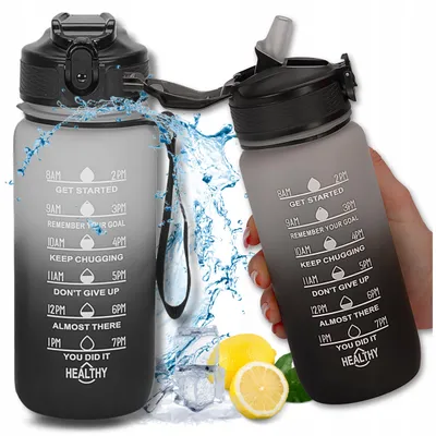 Produktbild von Tressari Motivations-Trinkflasche 600ml schwarz mit Henkel BPA-frei