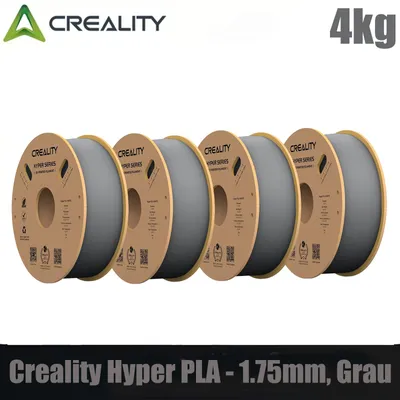 Produktbild von Creality Hyper PLA Filament Set, 1,75mm, 4KG für 3D Drucker, 4 x 1kg, - Grau