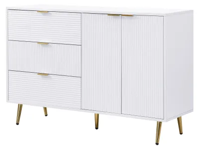 Image de Buffet blanc élegant design ondulé détails dorés 120x38x80,5 cm