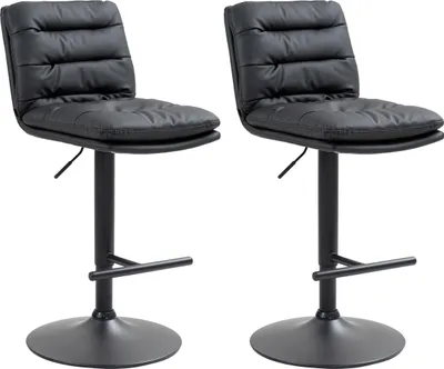Produktbild von CLP 2er Set Barhocker Damar Kunstleder höhenverstellbar und drehbar schwarz Gestell Farbe schwarz