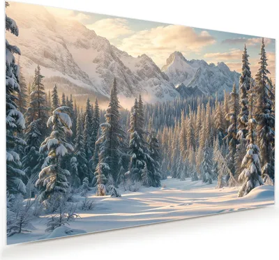 Produktbild von Glasbild 45x30cm in XXL für Wohnzimmer, Schlafzimmer Motiv Winterlandschaft