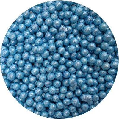 Produktbild von Zuckerreisperlen blau perlmutt 7mm 80g