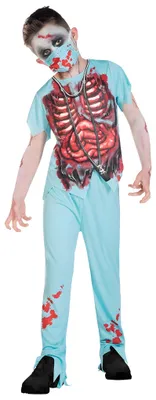 Produktbild von Blutiges Zombie Arzt Kostüm für Kinder Kindergröße: 116-128