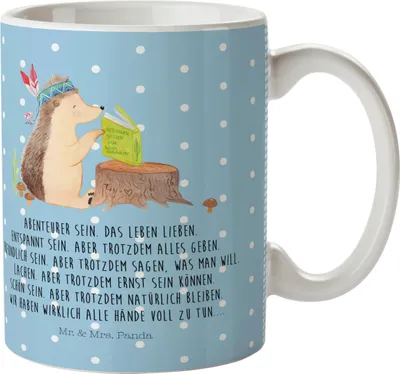 Produktbild von Mr. & Mrs. Panda Kindertasse Igel Federschmuck - Blau Pastell - Geschenk, Trinklernbecher, Mehrwegbecher, Pott, Abenteuer, Tiere, Lagerfeuer, Plastikbecher, Camping