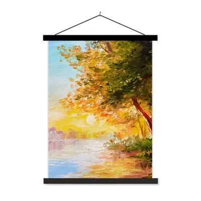 Produktbild von MuchoWow® Textilposter Natur - Malerei - Baum - Wasser 40x53 cm mit schwarzem Rahmen - Abbildung