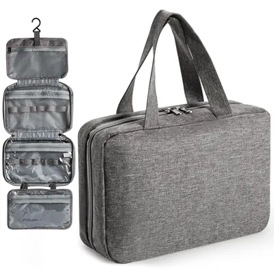 Immagine prodotto di Borsa da toilette - Organizer da appendere per cosmetici - Grigio