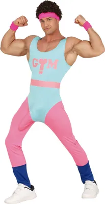 Aerobic Anzug Pump & Protz Retro Gymnastikanzug 80er für Herren von Vorne