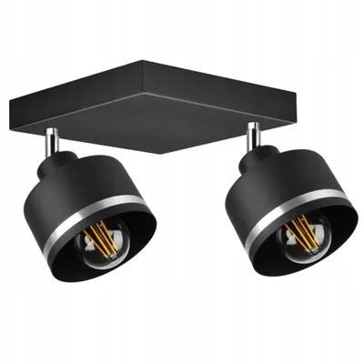 Produktbild von Luxolar LED Deckenleuchte 2-flammig E27 60W - Schwenkbar Deckenlampe mit Metalchirmen Schwarz-chrom - Moderne Wohnzimmer Hängelampe