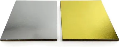 Image de Sous-coupes à gâteau argent et or, 30 x 40 cm, lot de 3
