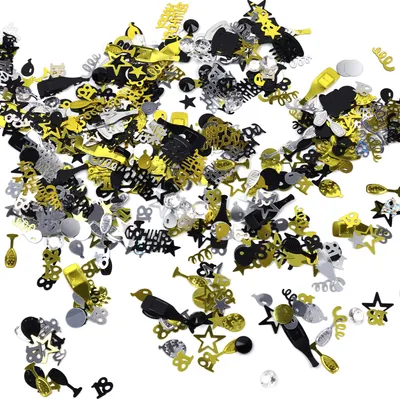 Produktbild von Oblique Unique Konfetti 18. Geburtstag Jubiläum Zahl 18 Happy Birthday Mix als Tisch Deko Streudeko - schwarz gold silber