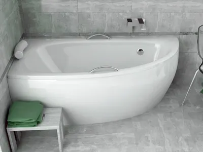 Produktbild von Badewanne Eckbadewanne 150x70 Links mit Styropor + Handgriffen + Kopfstütze, Ablauf & Füße GRATIS | Komplettset 6in1 Wanne | BADLAND MILENA PREMIUM