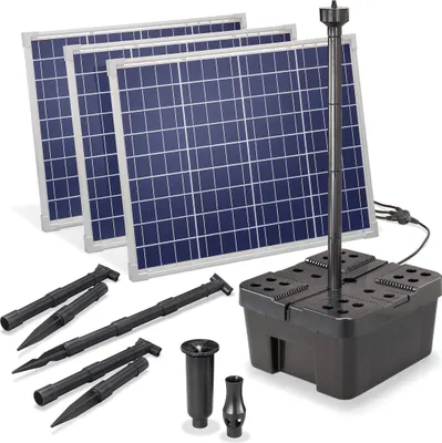 Produktbild von Solar Teichfilter Set Professional 150W 5000 l/h Gartenteich Teichpumpe 100912