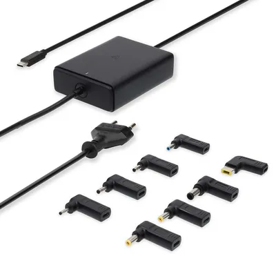 Image de Adaptateur pour ordinateur portable | GaN | 100 W | 5 / 9 / 12 / 15 / 20 V DC | 3.0 / 5.0 A |  pour: PC Portable / Smartphone / Tablette | Euro / Type-C (CEE 7/16)