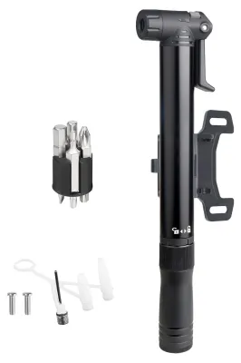 Produktbild von Fahrradpumpe und Schraubenschlüssel 2-in-1-Reifenfüller – tragbares Ratschenwerkzeug aus Aluminiumlegierung für Fahrräder und Motorräder, mit Notfallreparaturfunktion, schwarz