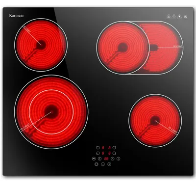 Glaskeramik-Kochfeld 60 cm, 4 Zonen, 6600 W, Touch, Timer